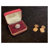 Sarah Coventry Ring & Box, Pair of A&Z Cufflinks