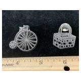 Anne Clark Pewter Pins Big Wheel Bike & Basket