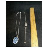 Blue Crystal Pendant Necklace & Bracelet Set