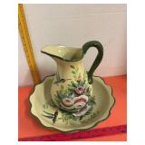 Pitcher & Bowl Humming Bird Decor Hand Spun