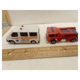 Hot Wheels Firetruck & Majorette Ambulance
