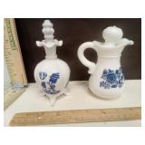 AVON Blue & White Pattern Cologne Bottle & Pitcher