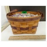 6' Round Leather Handled  Basket with  Liner