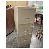 Metal 3 Drawer File Cabinet & Key H 41ï¿½ W 15ï¿½ D