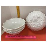 Indiana Glass Wild Rose Milk Glass Bowls 4