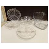Pressed Glass Divided Dishes 3, Footed Bowl &