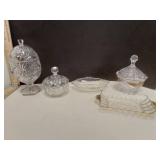 Crystal Egg Shaped Footed & Lidded  Pressed G