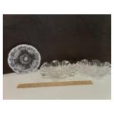 Pressed Glass Ashtray & Candle Holders 2