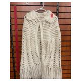 English Village Hand Crochet Button Up Poncho