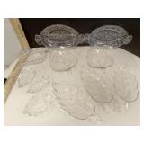 Pressed Glass Divided Dishes & Assorted Leaf