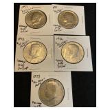U.S. 1971 (2), 72 (2) & 73 Kennedy Half Dollar