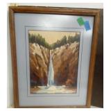 Crosstitch Embroidered  Waterfall Landscape