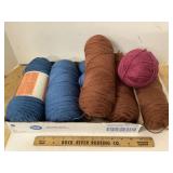 Blue, Brown, Maroon Yarn