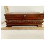 Carved wooden Jewelry Chest with Small key....no