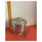 Italian Hammered Aluminum Ice Bucket & Tongs
