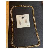 Monet Gold Tone Necklace & Silver Tone Earrings