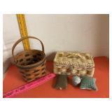 Longaberger Basket, Sewing Basket & Pin Cushions