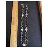 Silver Tone Large Link Chain & Pearls