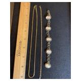 Gold Tone Necklace Bracelet & Broken Cameo