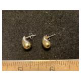 925 Marked Gold Wash Pierced Earrings