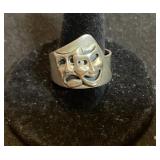 Sterling Marked Comedy & Tragedy Ring
