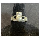 925 Marked Irish Claddagh Ring Split