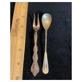 Pickle Fork & Nickel Silver Twisted Handle Spoon