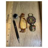 Vintage Ceramic Penguin Pin Bell & Kercham Lead