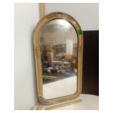 Vintage  Wood Framed Mirror with Floral Motif