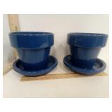 Ceramic  Dark Blue Planter Pots & Trays