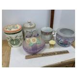 Various Crocks & Containers Stoneware Porcelain