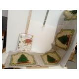 Holiday Style Fabric Tablecloth in pkg & Tree
