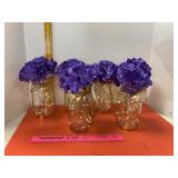 Ball Jars w/ Mini Lights & Faux Flowers  6