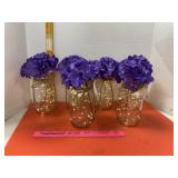 Ball Jars w/ Mini Lights & Faux Flowers  6