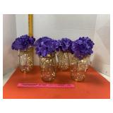 Ball Jars w/ Mini Lights & Faux Flowers  6