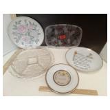 Divided Glass Dishes 2, Rose Motif Serving Bowl