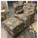 Vintage Floral Chair & Matching Ottoman