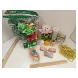 Assorted Ribbon, Garlands, Teddybear Gift Bag &
