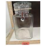 Large Square Pressed Glass Lidded Cookie/Treat Jug