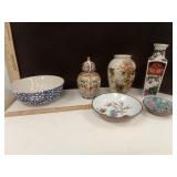 Gibson Spongeware Serving Bowl & Asian Motif