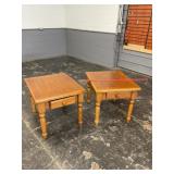 Wooden End Tables 1 Drawer Pair