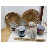 Mugs & Wicker Wall Baskets