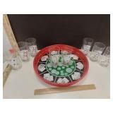 Poker Hand Highball Tumblers 8 & Serving Tray