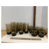 Vintage Tawny ? Tumblers Brown Smoke Glass