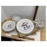 GEI Porcelain Snowman Cups Plates Bowls