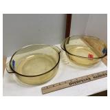 Vintage Pyr-O-Rey ? Amber Glass Baking Dishes