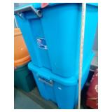 2 Blue Totes with Lids