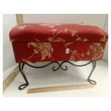 Red Floral Upholstered Storage Foot Stool with