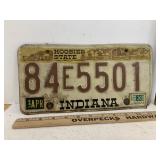 Vintage Hoosier State Indiana License Plate