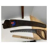 Antique ? Hand Saw & Leather Case